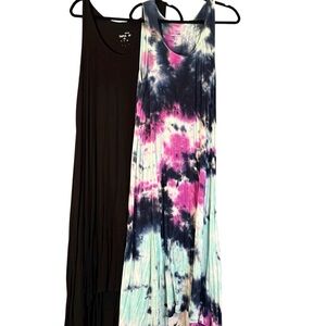 Torrid Maxi Super Soft Hi-Low Dress Lot of 2- Size 1 Tie Dye Purple and Black